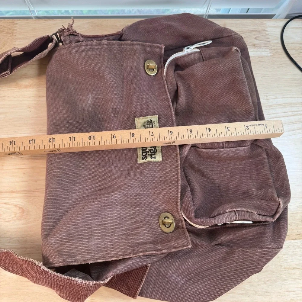 Lands' End Square Rigger Brown Canvas Durable Classic Flap Front Messenger Bag